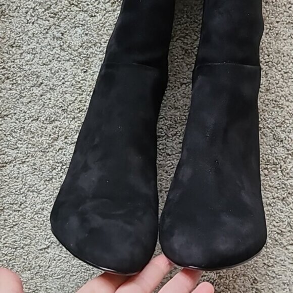 Brand New Banana Republic Black Suede Tall Shaft Block Heels - Picture 6 of 13